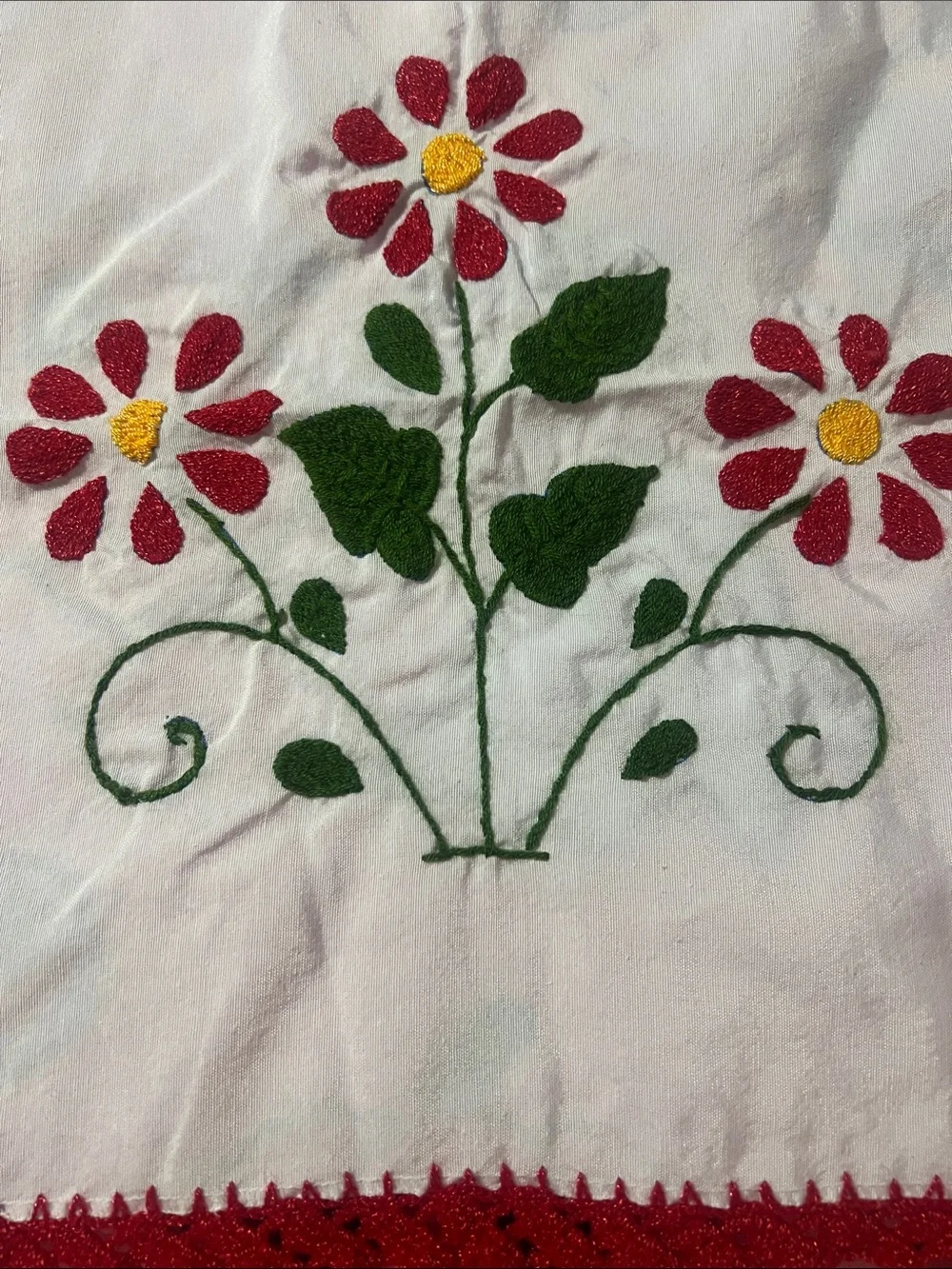 Hand-Embroidered Red Floral Mexican Tortilla Warmer